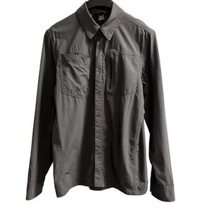 Outdoor Research Tech Shirt Mens M Gray Nylon Blend Button Down Utility Hiking